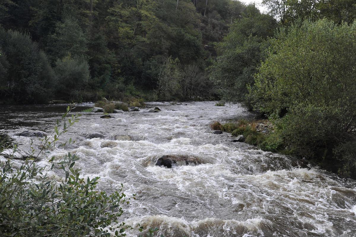 El río Deza a su paso por el área recreativa de A Carixa.