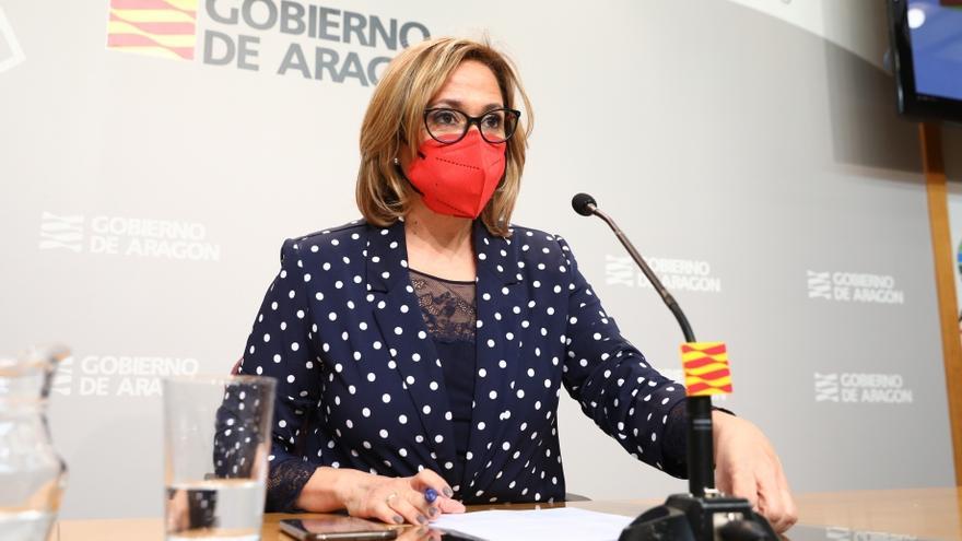 La consejera de Presidencia y portavoz del Gobierno de Aragón, Mayte Pérez, este miércoles tras el Consejo de Gobierno.