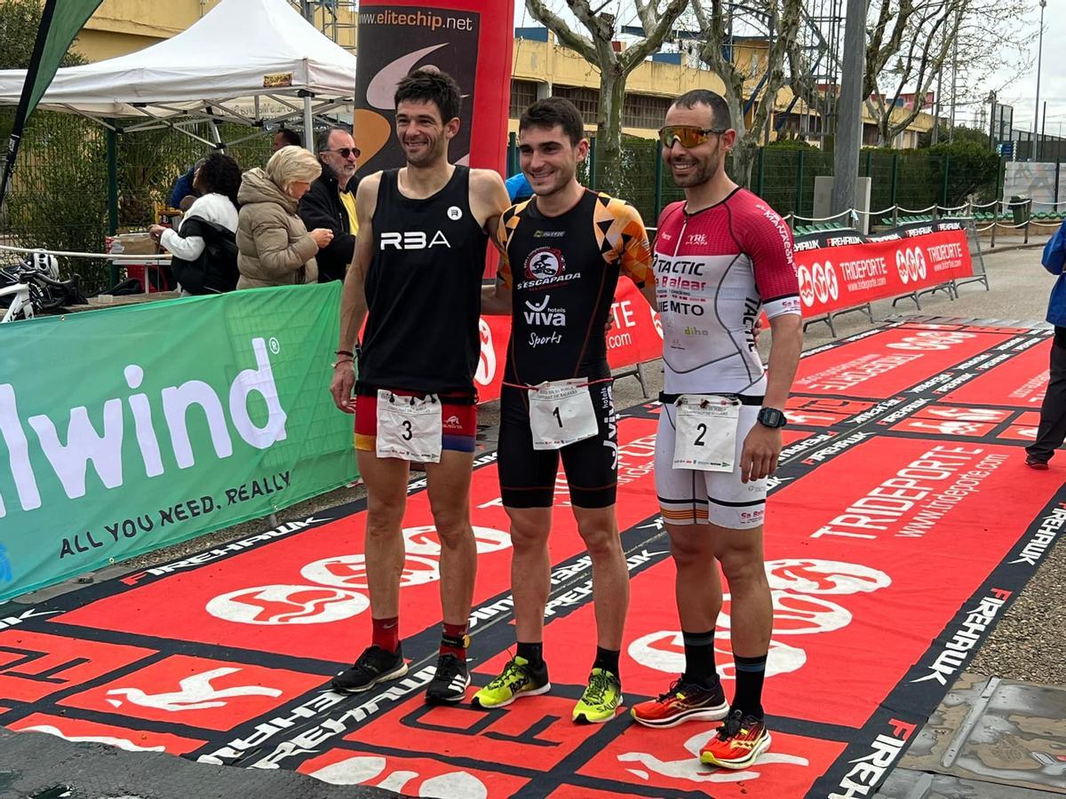 Podio masculino en el Duatló de Sa Pobla