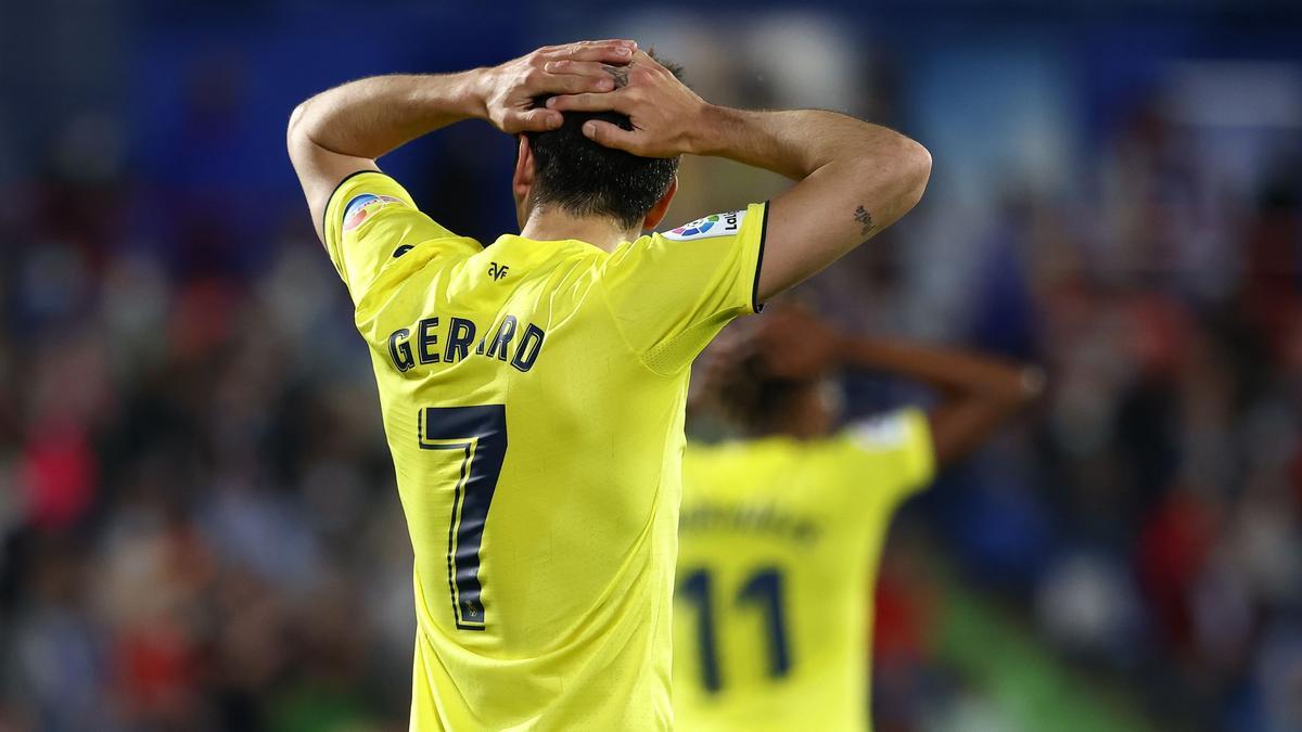 Gerard Moreno, durante el partido Getafe-Villarreal en el que se lesionó.