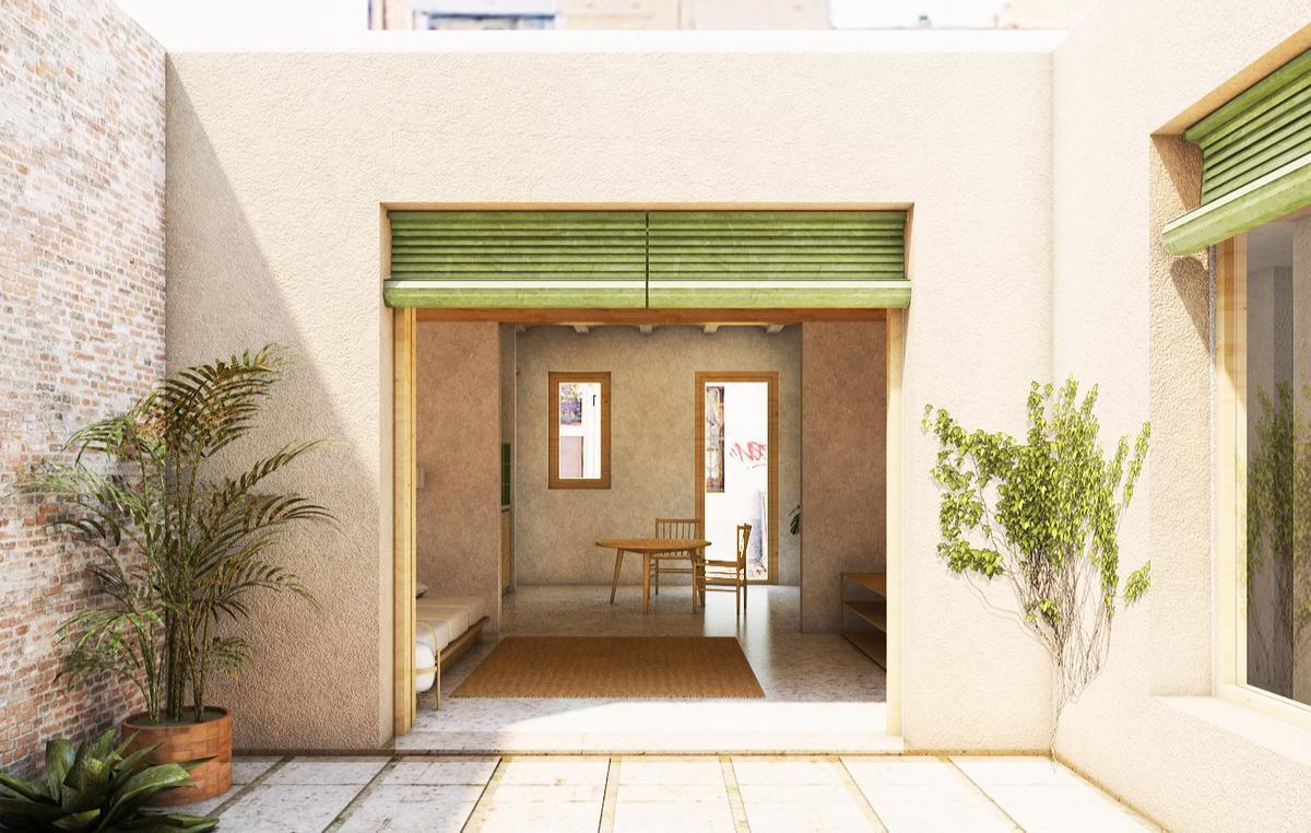 Recración virtual del futuro de una de las casitas del pasaje Pons de L'Hospitalet.