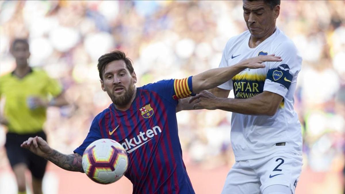 Messi, en una acción durante el duelo ante Boca