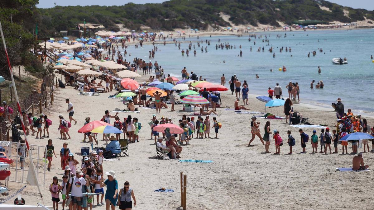 Playa de Ses Salines en plena temporada 2026.