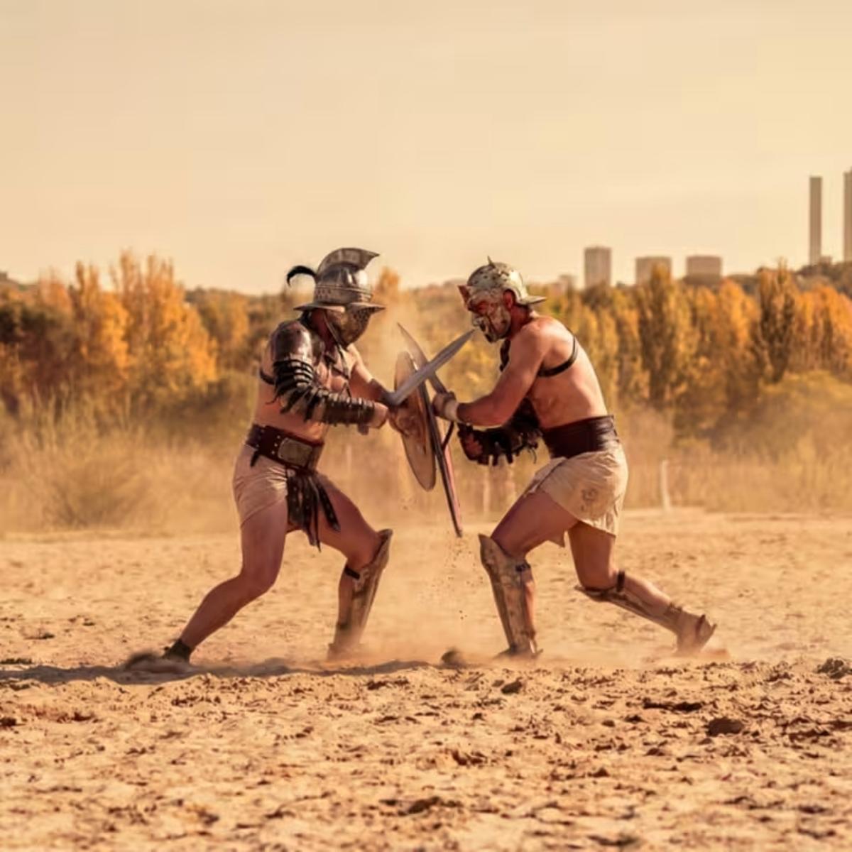 Lucha de gladiadores en pleno Madrid.