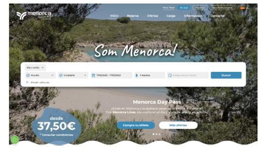 Nuevos espacios web de la naviera balear Menorca Lines