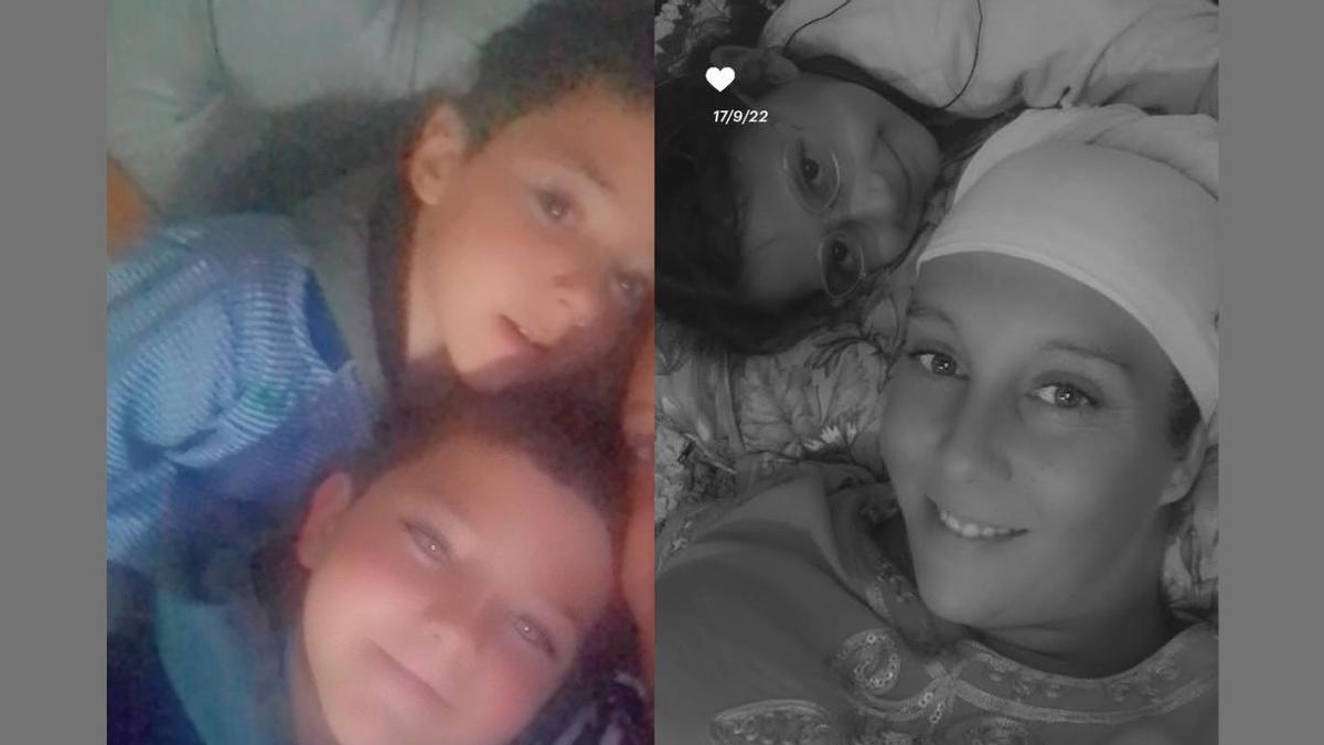 Los niños Adam, Youssef y Aisha, con su madre, Eider.