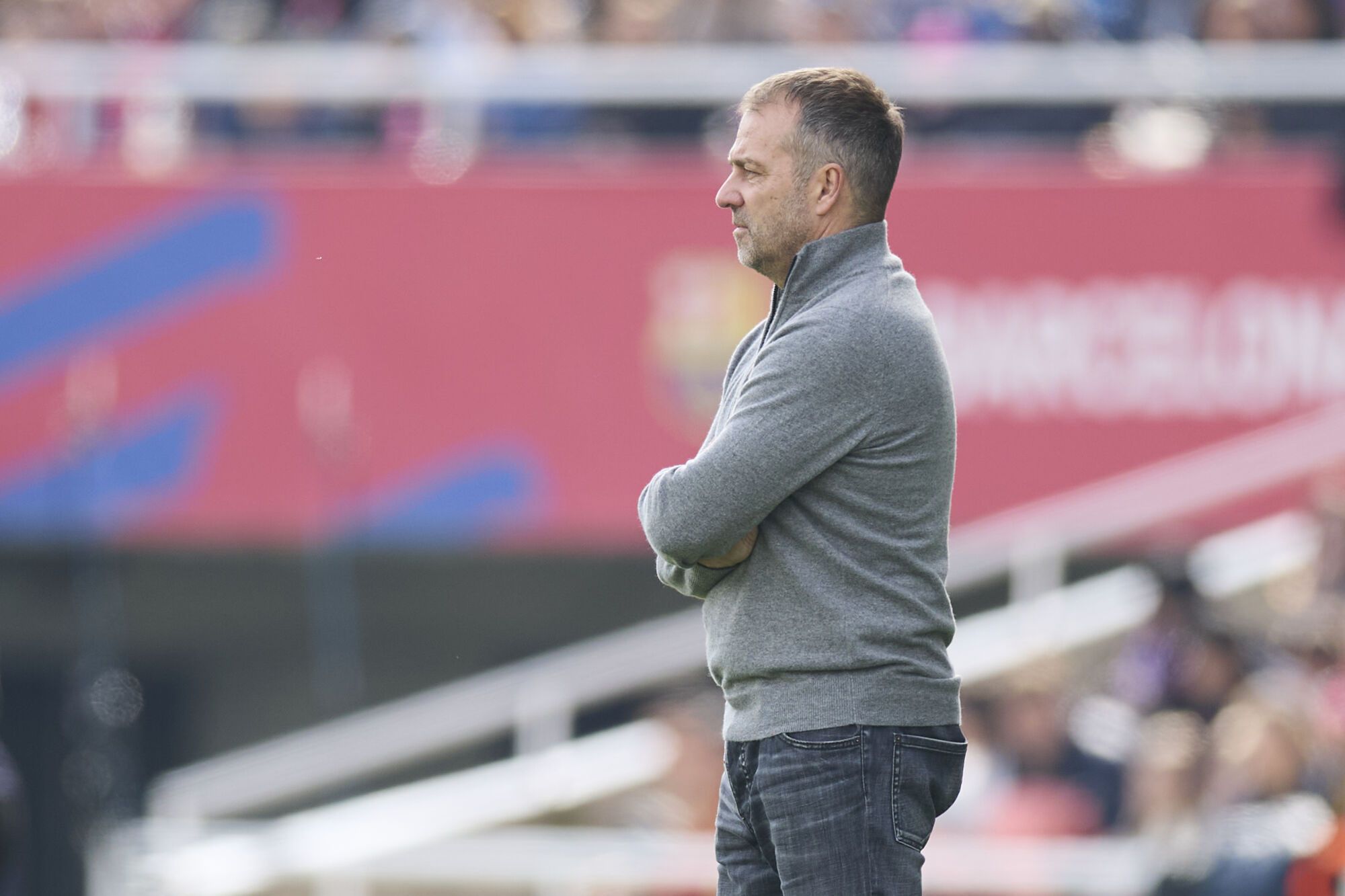 Hansi Flick head coach of FC Barcelona looks on during the LaLiga EA Sports match between FC Barcelona and Deportivo Alaves at Estadi Olimpic Lluis Companys on February 2, 2025, in Barcelona, Spain. AFP7 02/02/2025 ONLY FOR USE IN SPAIN. Ricardo Larreina / AFP7 / Europa Press;2025;SPORT;ZSPORT;SOCCER;ZSOCCER;FC Barcelona v Deportivo Alaves - La Liga EA Sports;