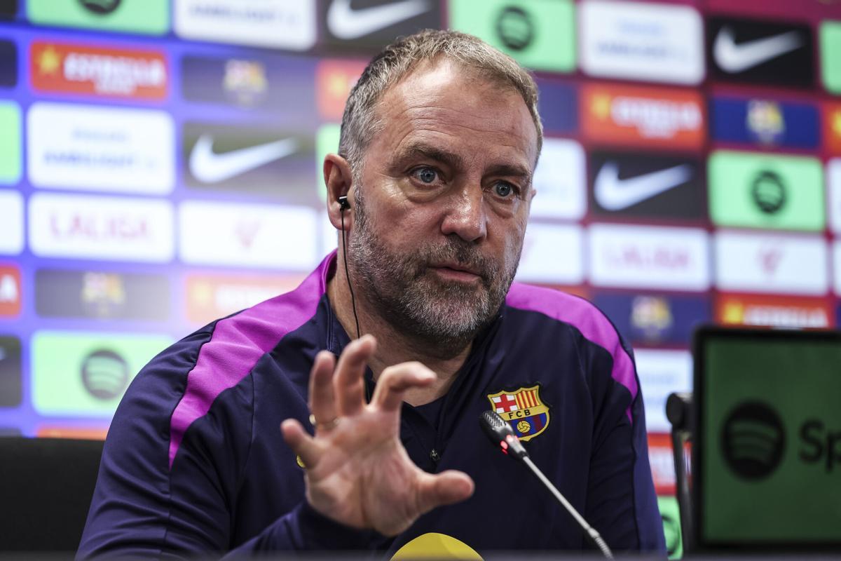 Hansi Flick, en la rueda de prensa previa al Barça-Villarreal de este sábado.