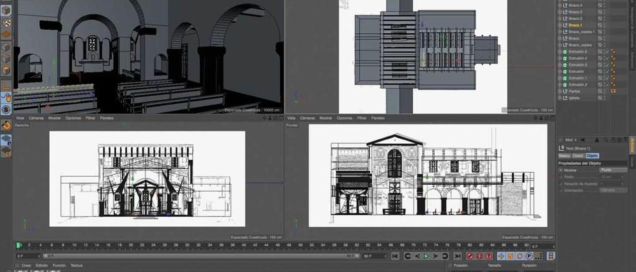 Detalle del proceso de creación de la reconstrucción digital de Santullano.