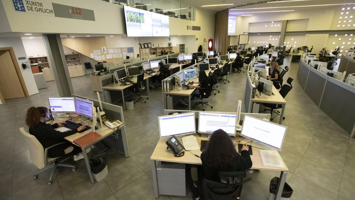 La sala de operaciones del Centro Integrado de Emergencias 112 Galicia, en A Estrada.