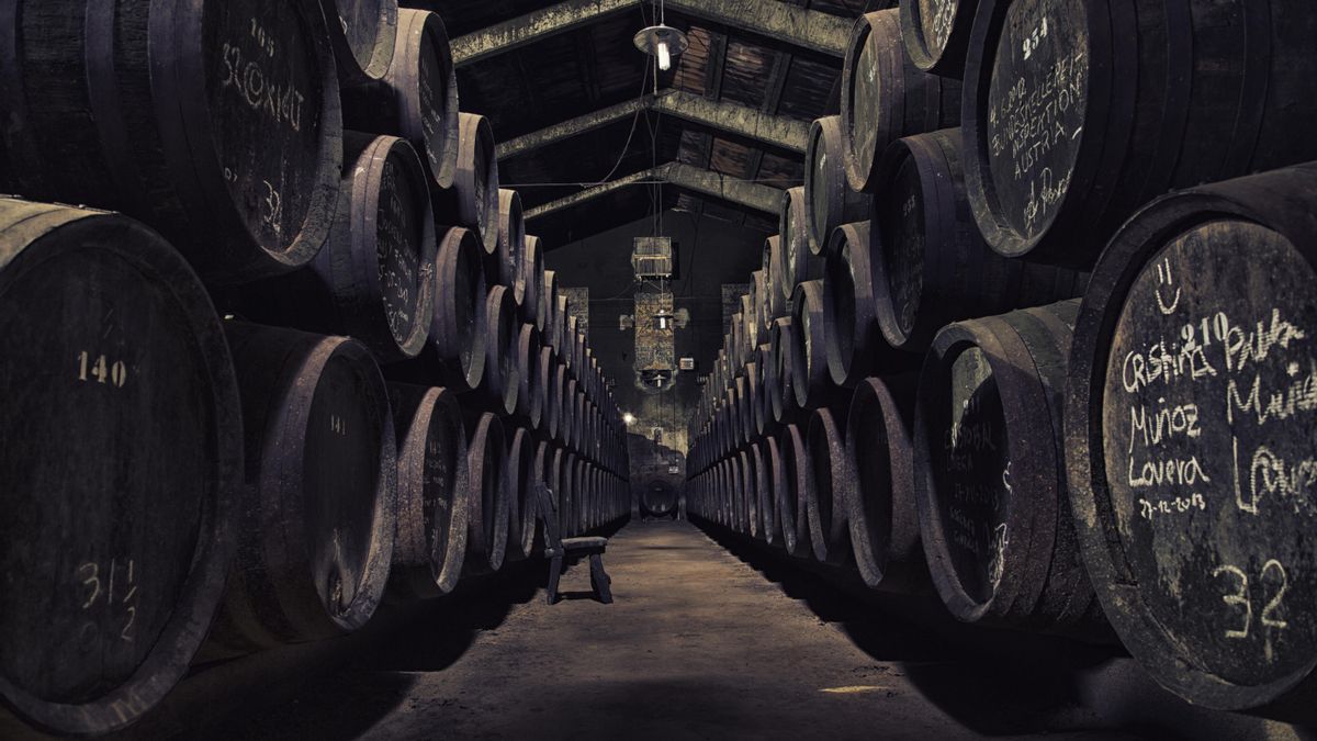 Interior de las Bodegas Toro Albalá, en Aguilar de la Frontera.