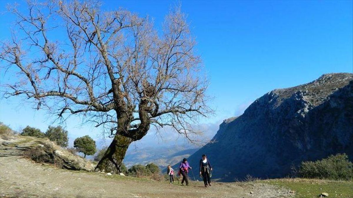 Mujeres haciendo senderismo por la sierra de Córdoba.