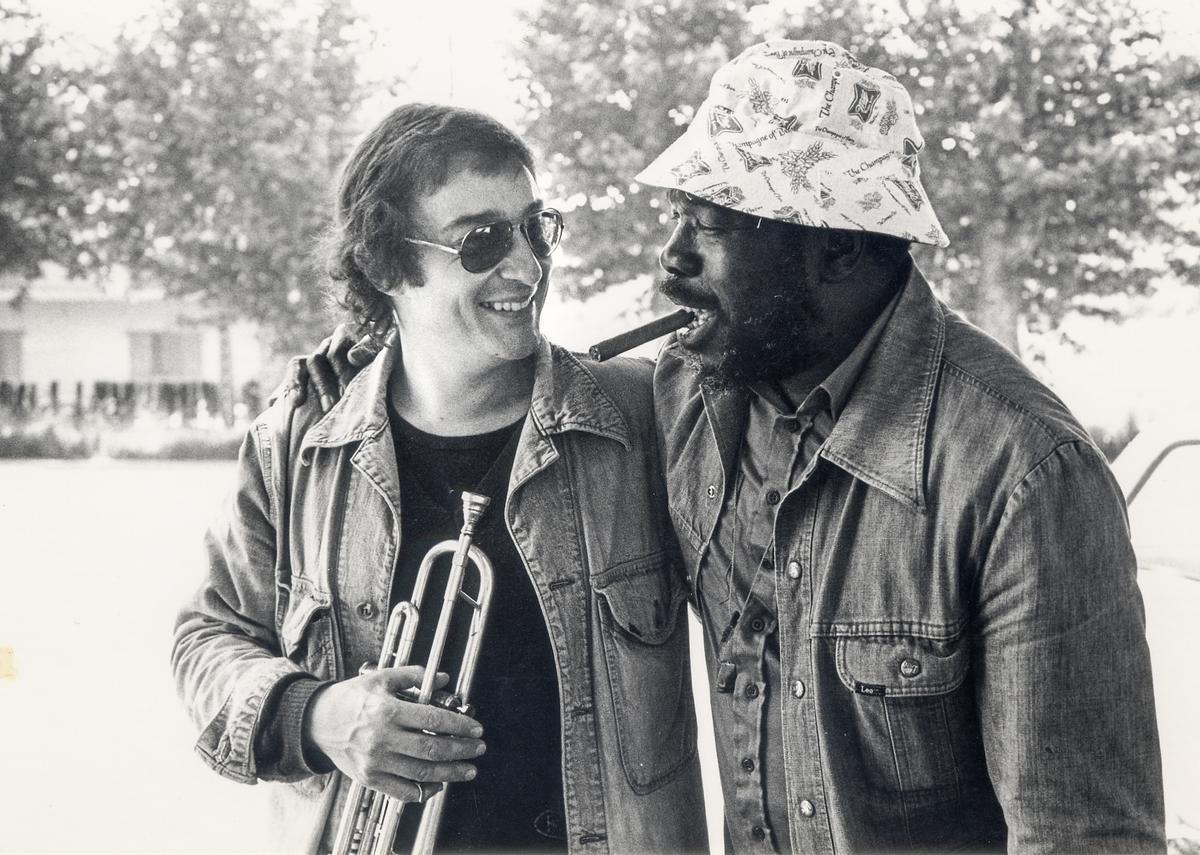 Américo Belloto y Thad Jones, en el 1r Seminario Internacional de Jazz, en Banyoles en el año 1980.