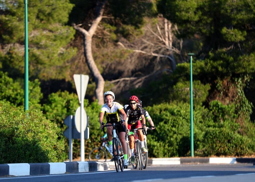 Ciclistas rodando por la carretera de El Saler