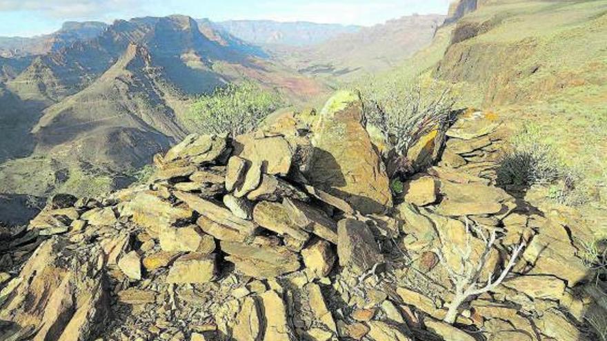 Uno de los yacimientos localizados por los arqueólogos en la zona de Amurga.