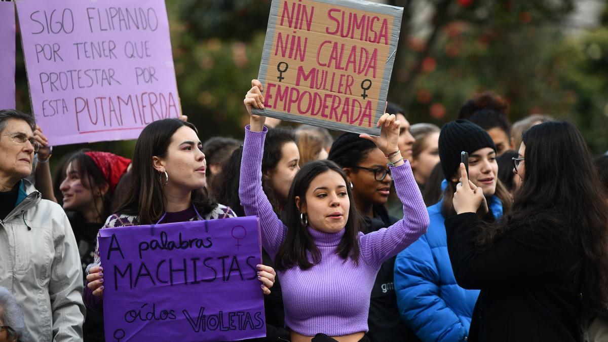 Una imagen del 8M el año pasado en Pontevedra