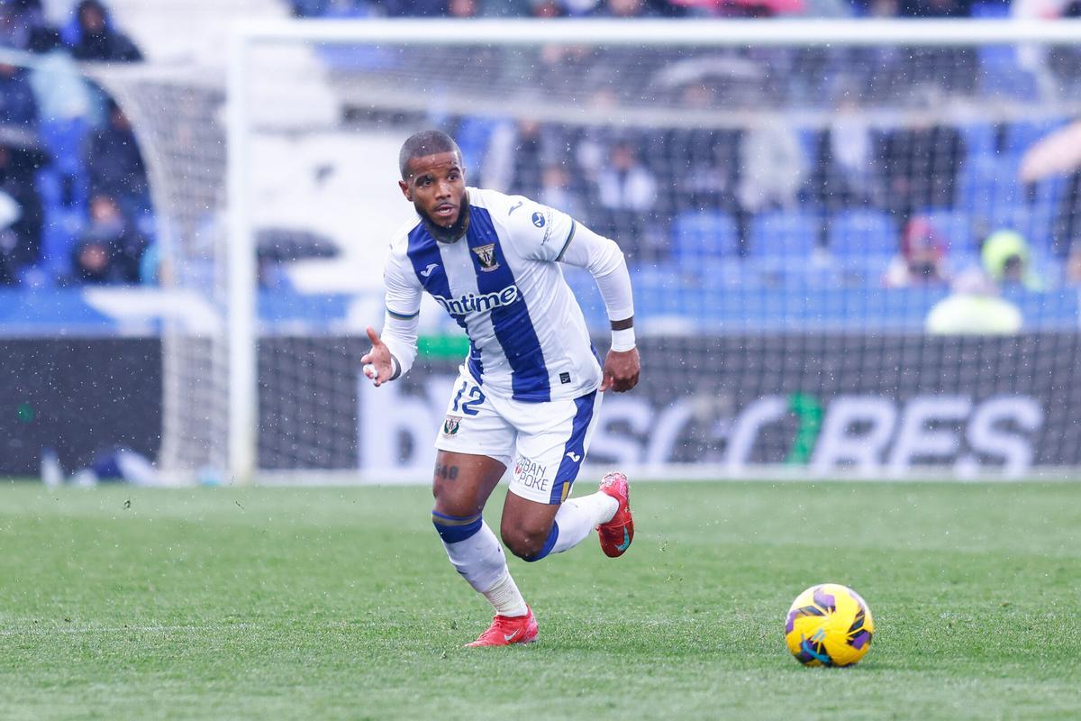Valentin Rosier of CD Leganes in action during the Spanish League, LaLiga EA Sports, football match played between CD Leganes and Getafe CF at Butarque stadium on March 2, 2025, in Leganes, Madrid, Spain. AFP7 02/03/2025 ONLY FOR USE IN SPAIN. Dennis Agyeman / AFP7 / Europa Press;2025;SPAIN;SPORT;ZSPORT;SOCCER;ZSOCCER;CD Leganes v Getafe CF - LaLiga EA Sports;