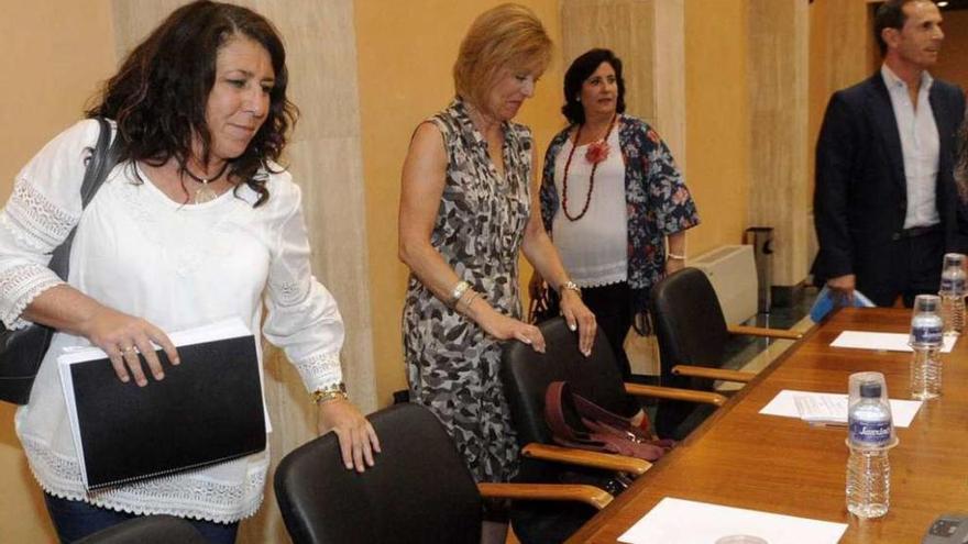 Elena Suárez, Ana Granja, Rocío Llovo y Tomás Fole, antes de entrar al pleno. // Noé Parga