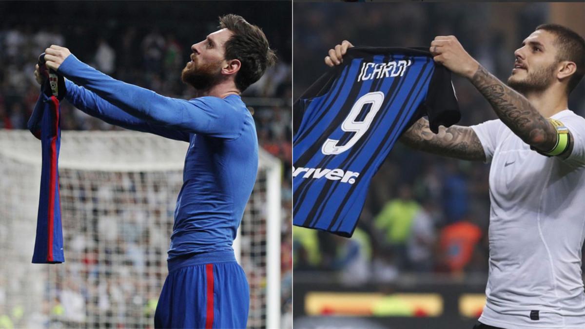 Icardi, exhibió su camiseta como Messi en el Bernabéu