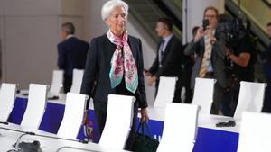 La presidenta del Banco Central Europeo (BCE), Christine Lagarde, a su llegada a la reunión informal de ministros de economía en el marco de la Presidencia de España del Consejo de Unión Europea, a 15 de septiembre de 2023, en Santiago de Compostela, A Co
