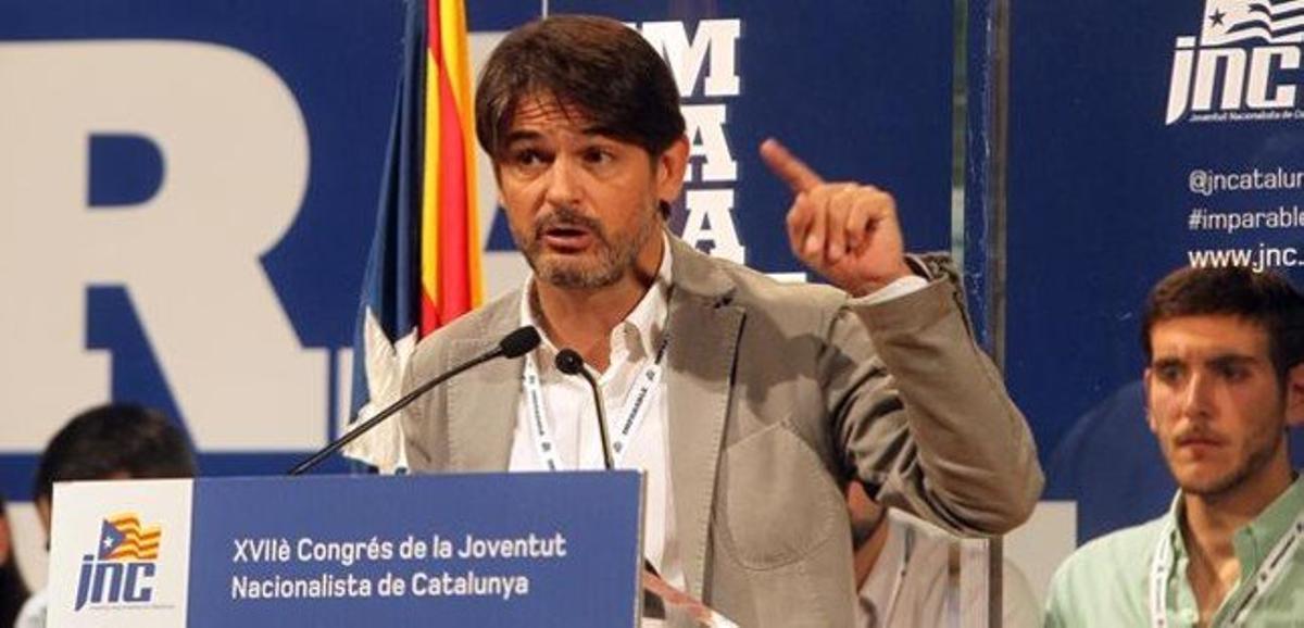 Oriol Pujol, en un míting a Girona. Oriol Pujol, en un míting a Girona.