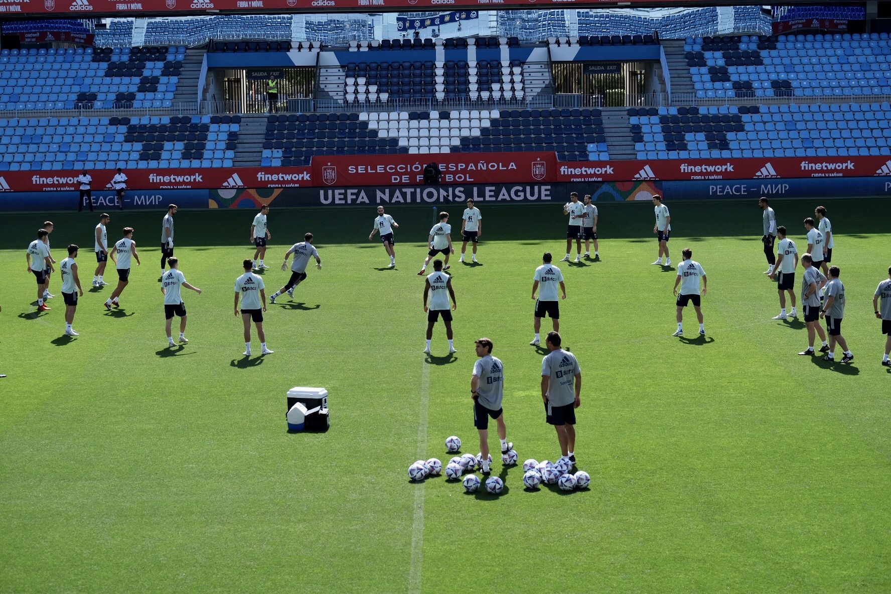 España se entrena en La Rosaleda para preparar el partido ante la República Checa