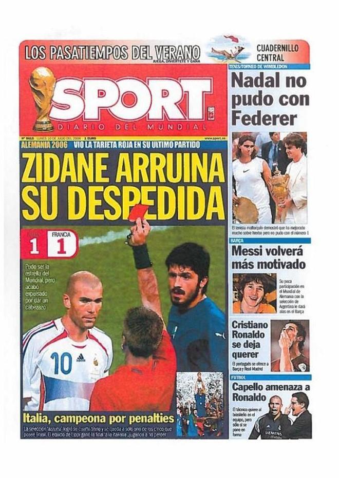 2006 - Zinedine Zidane es expulsado en su último partido con Francia en el Mundial de Alemania