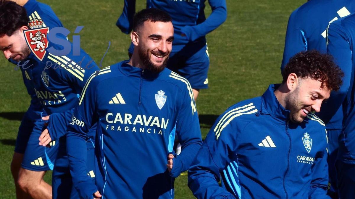 Rober González, tras Keidi en un entrenamiento.