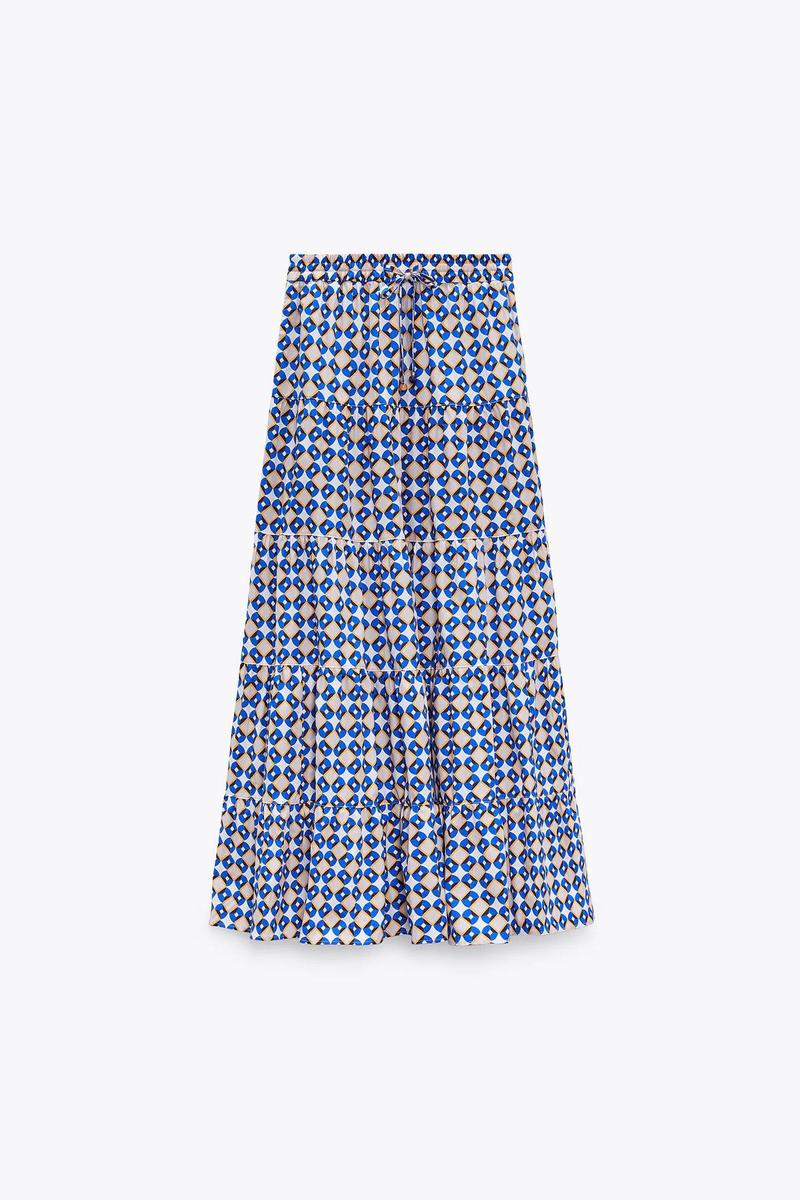 Falda de estampado geométrico de Zara