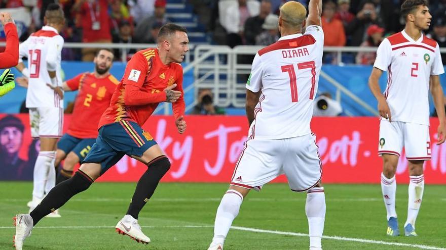 Aspas celebra su gol. // EFE