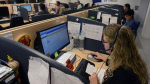 Trabajadores de un ’call center’ de Barcelona.