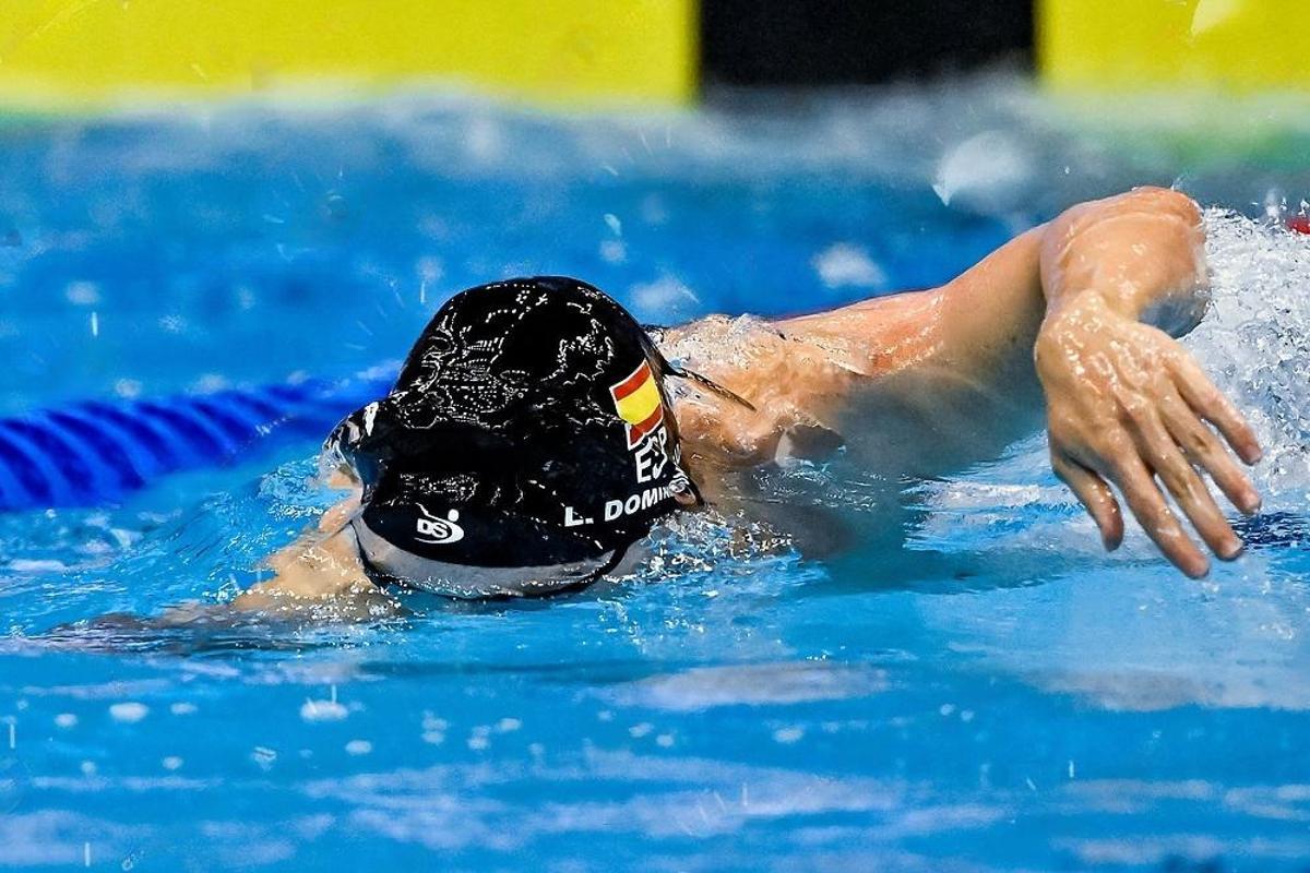 Luis Domínguez, compitiendo con la selección española de natación.