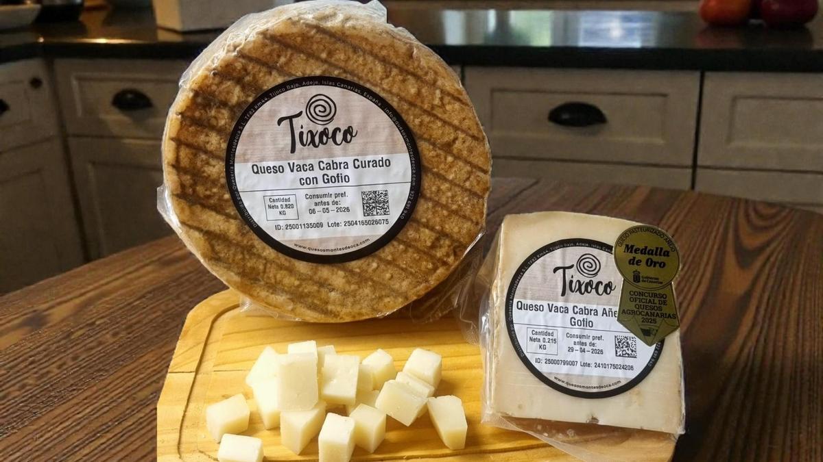 Queso de vaca y cabra curado con gofio.