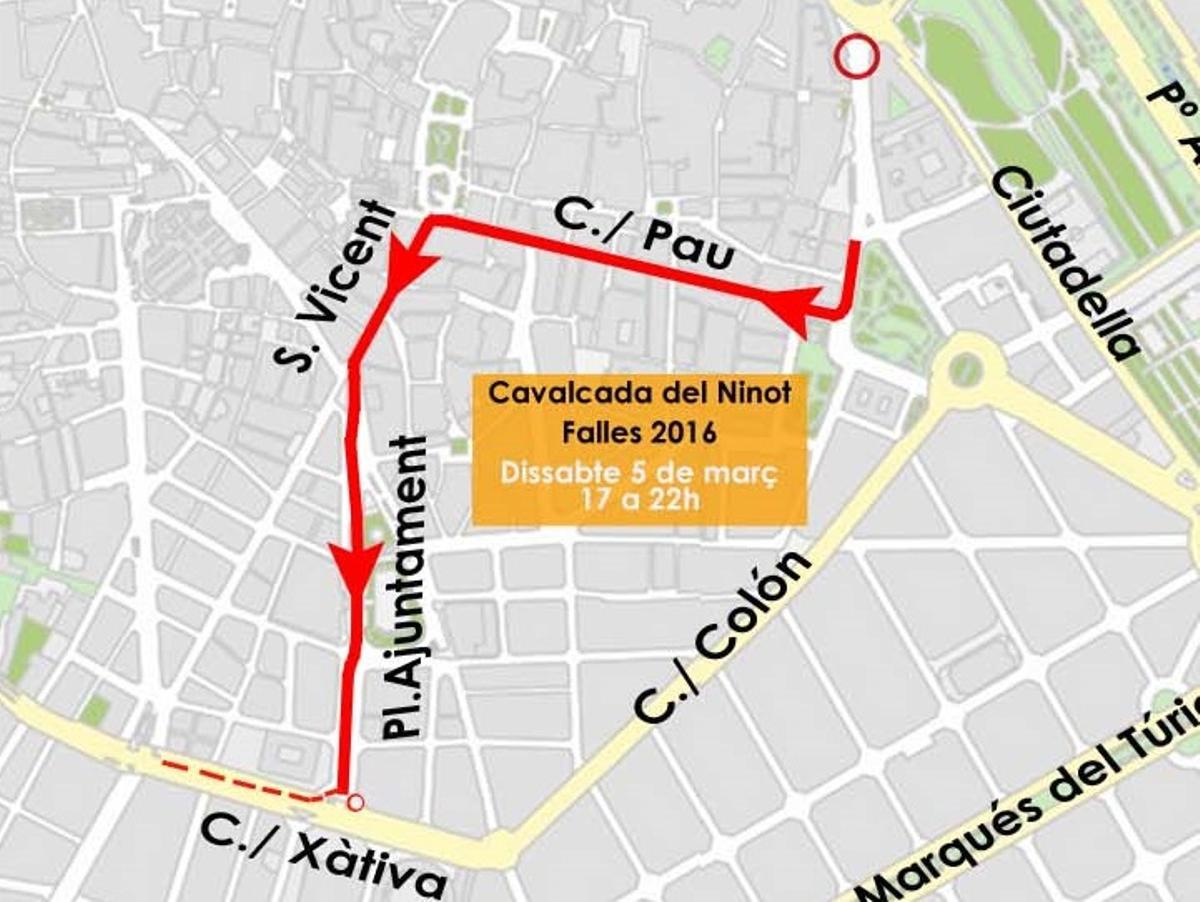 Consulta el itinerario de la Cabalgata del Ninot 2016