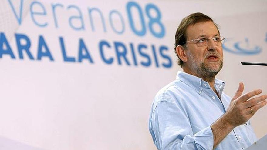 El presidente del Partido Popular, Mariano Rajoy, durante su intervención en el acto de clausura de la Escuela de Verano del Partido Popular