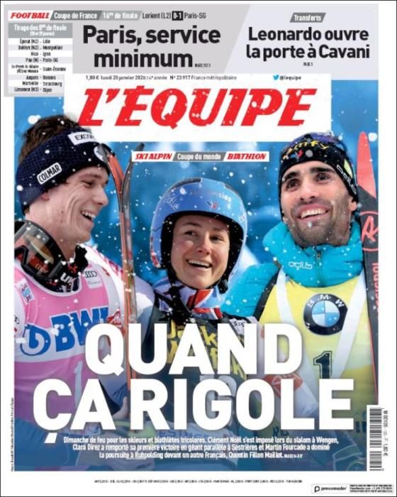 Portada L'ÉQUIPE lunes 20 enero 2020