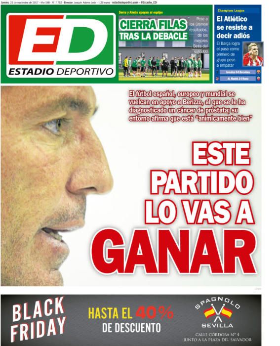 Portada jueves 23 de noviembre de 2016