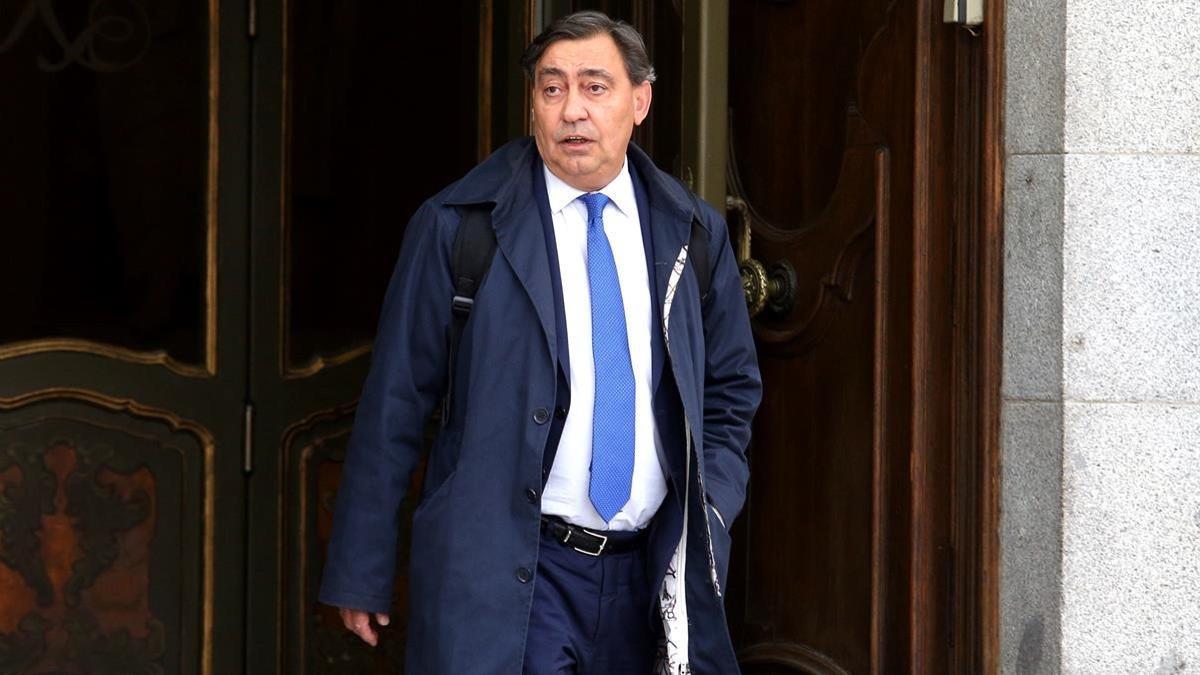 El nuevo Fiscal General del Estado, Julián Sánchez Melgar, sale del Tribunal Supremo este mediodía.
