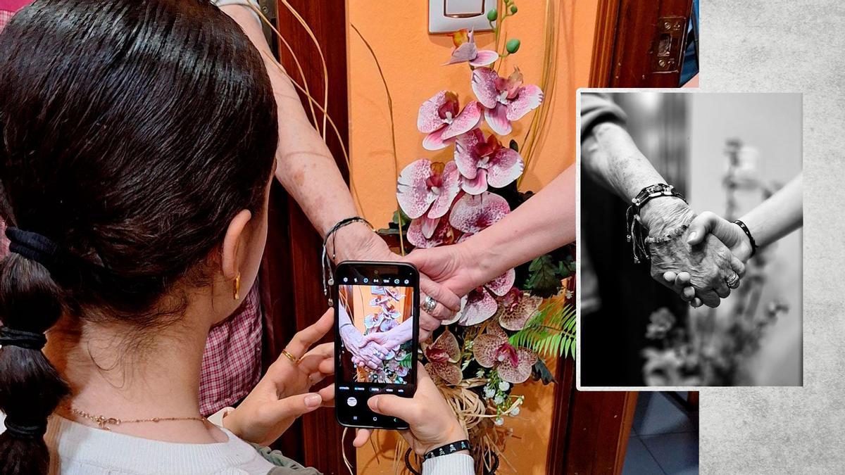 Lucía Arango, al hacer la foto cuyo resultado final aparece en la imagen de la derecha.