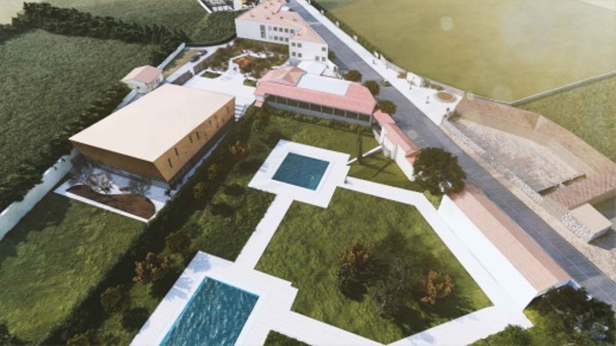 Vista aérea del recinto desde la zona de la piscina municipal.