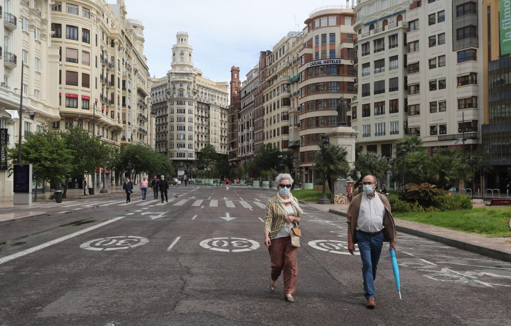 Primer fin de semana desde la peatonalización completa de la Plaza del Ayuntamiento.