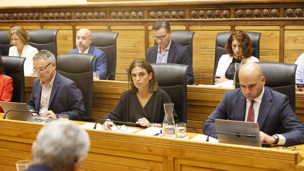 María Mitre, seguna por la izquierda en primera fila, en el pleno de hoy