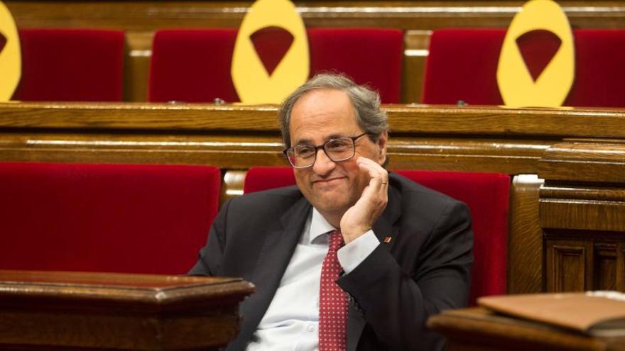 Torra, durante la sesión en el Parlament.