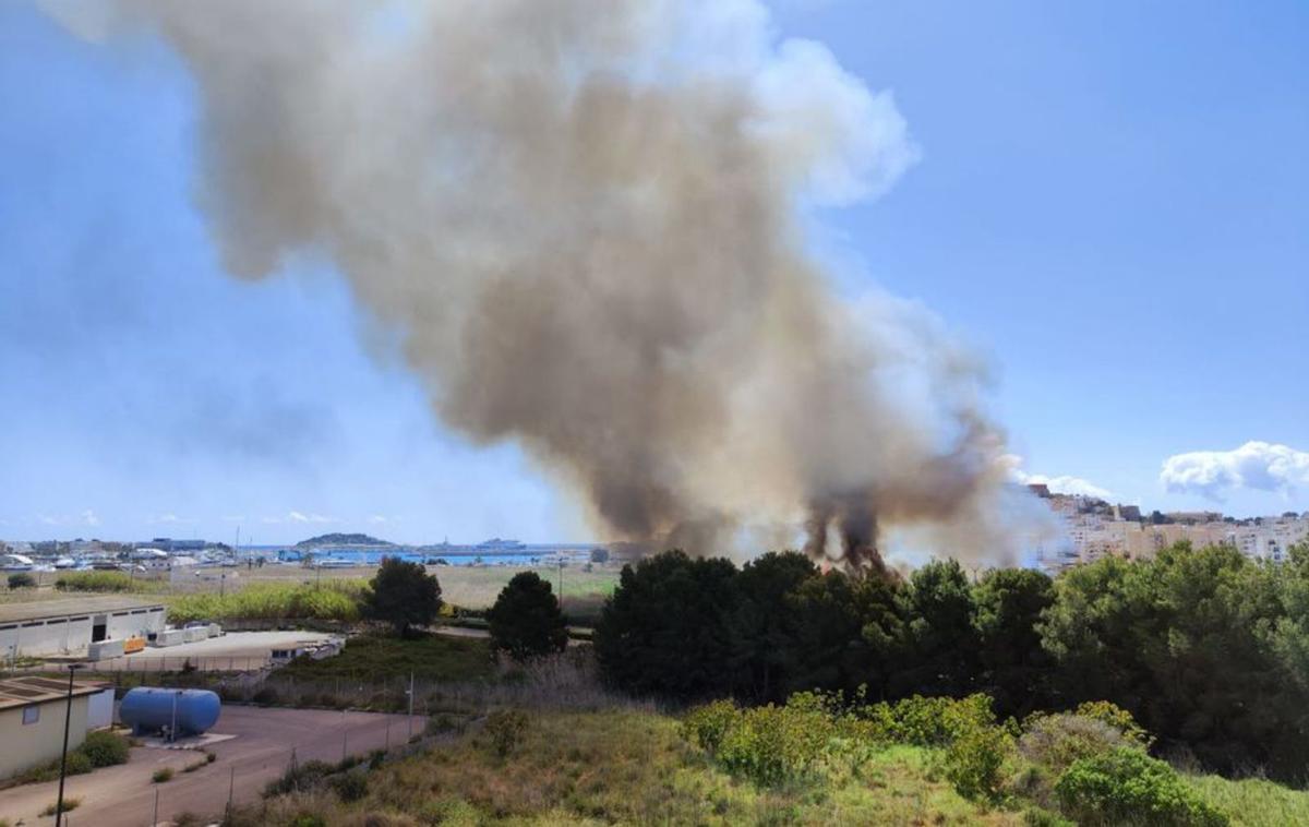 El incendio en la zona de ses Feixes, el pasado 5 de abril.