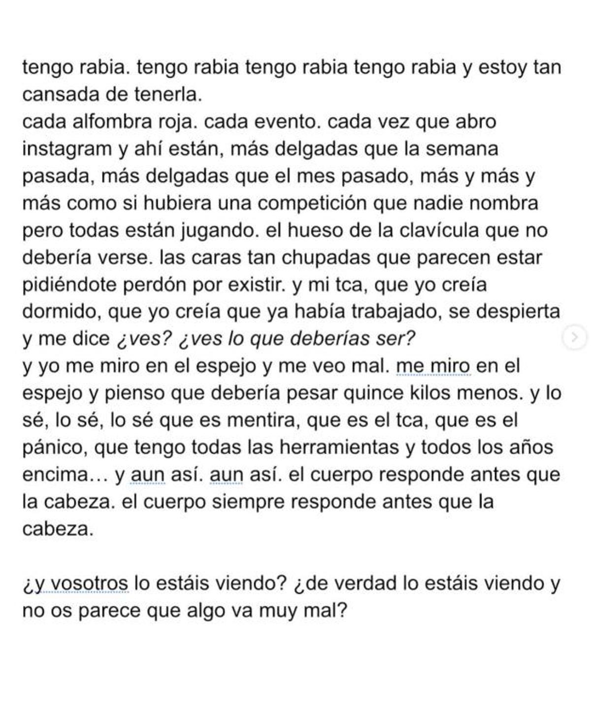 Palabras de Chloe Wallace en redes