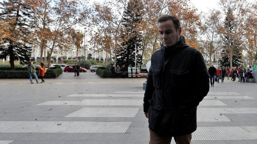 Esteban Cuesta, a su llegada a la Ciudad de la Justicia.