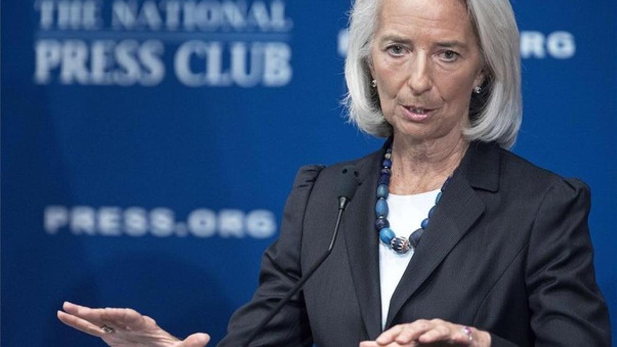 Christine Lagarde, directora gerente del FMI, durante su conferencia