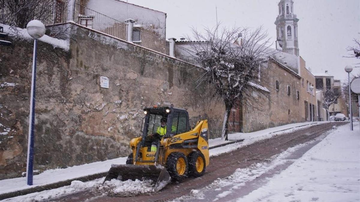 Nevada en Calaf por la tormenta Filomena