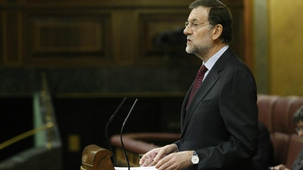 El presidente del Gobierno, Mariano Rajoy, este miércoles, en la sesión de control al Gobierno. JUAN MANUEL PRATS