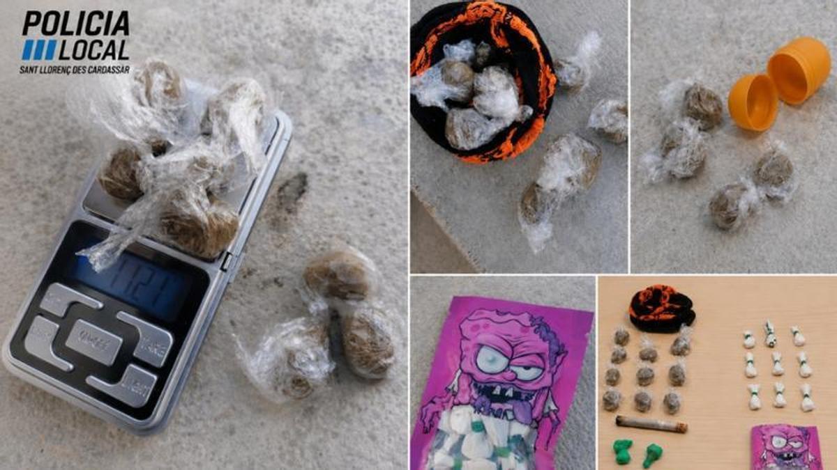 Drogas intervenidas a dos jóvennes en el paseo marítimo de Cala Millor.